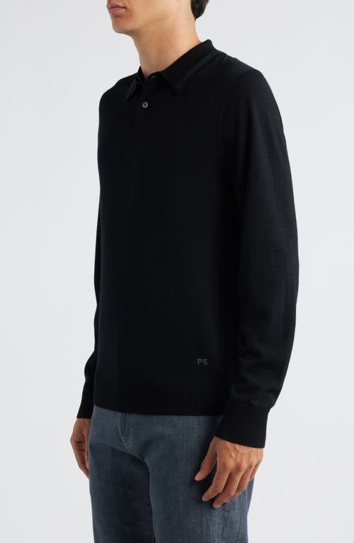 Ps By Paul Smith Ps Paul Smith Long Sleeve Tipped Wool Polo Sweater In Black