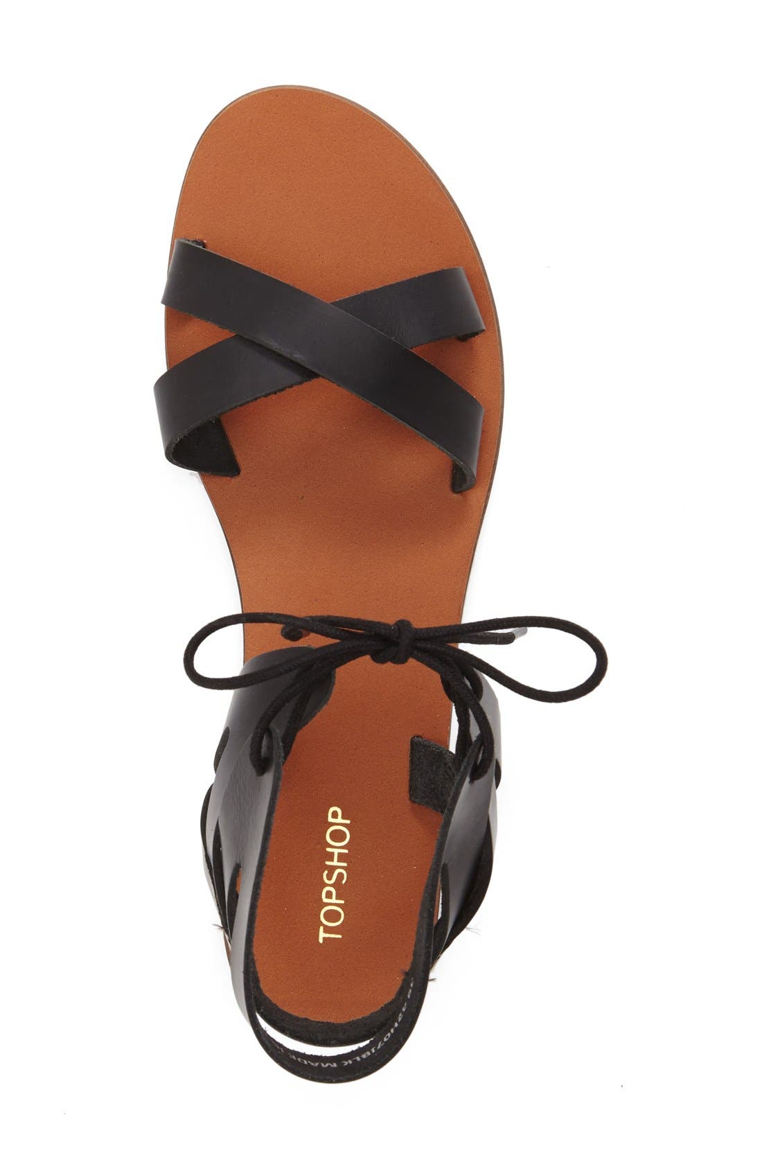 Topshop 'Herb' Lace-Up Flat Sandal, Alternate, color, 