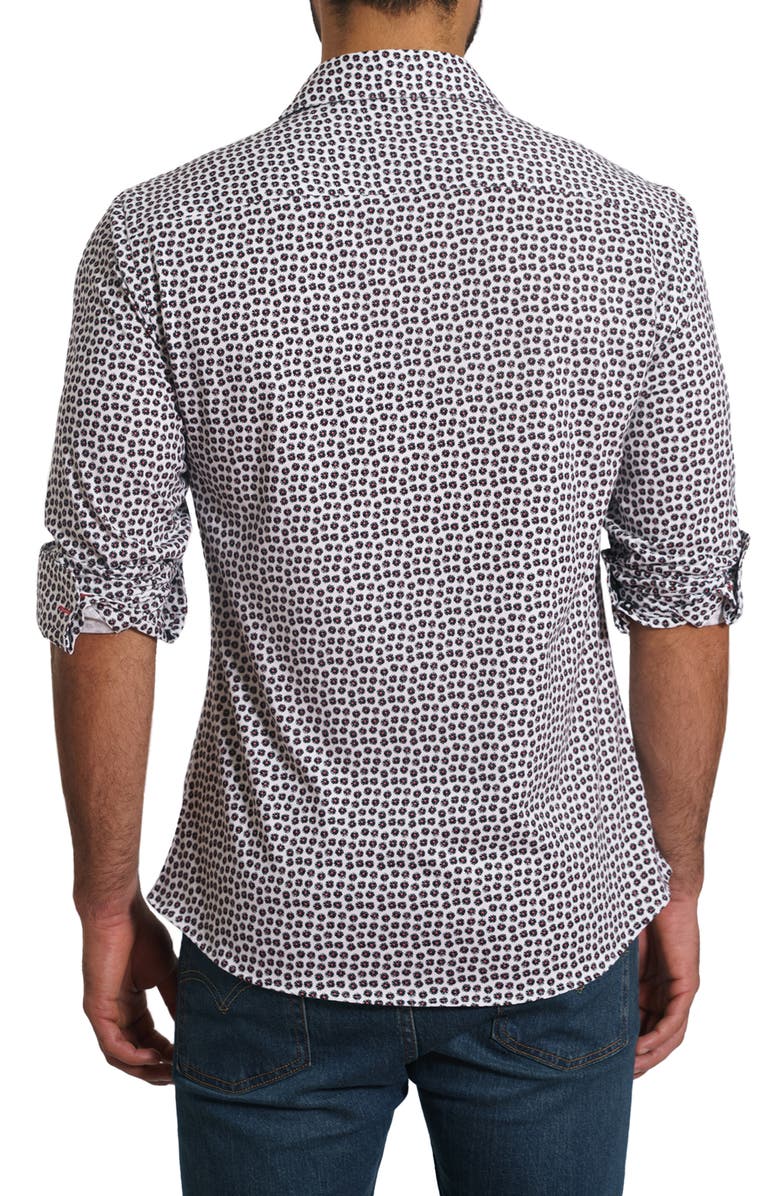 Jared Lang Trim Fit Dot Print Button-Up Shirt, Alternate, color, White Polka Dot