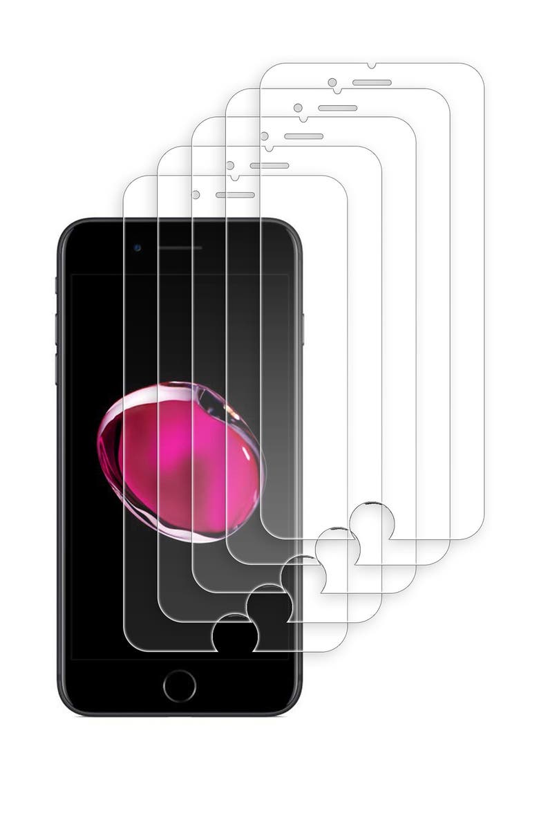 The Posh Tech Clear Tempered iPhone 6 plus/7 plus/8 plus Glass Screen Protector - Pack of 5, Alternate, color, 