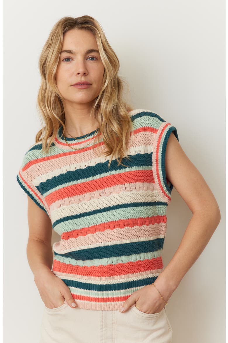 Rory Stripe Open Knit Sweater Vest, Alternate, color, MULTI STRIPE