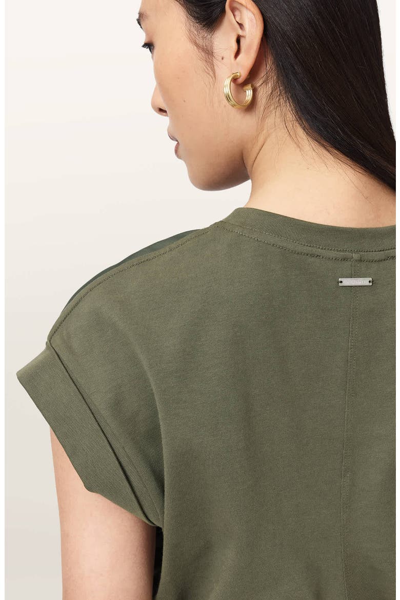 Mira Cinched Side Satin T-Shirt, Alternate, color, WILD GREEN