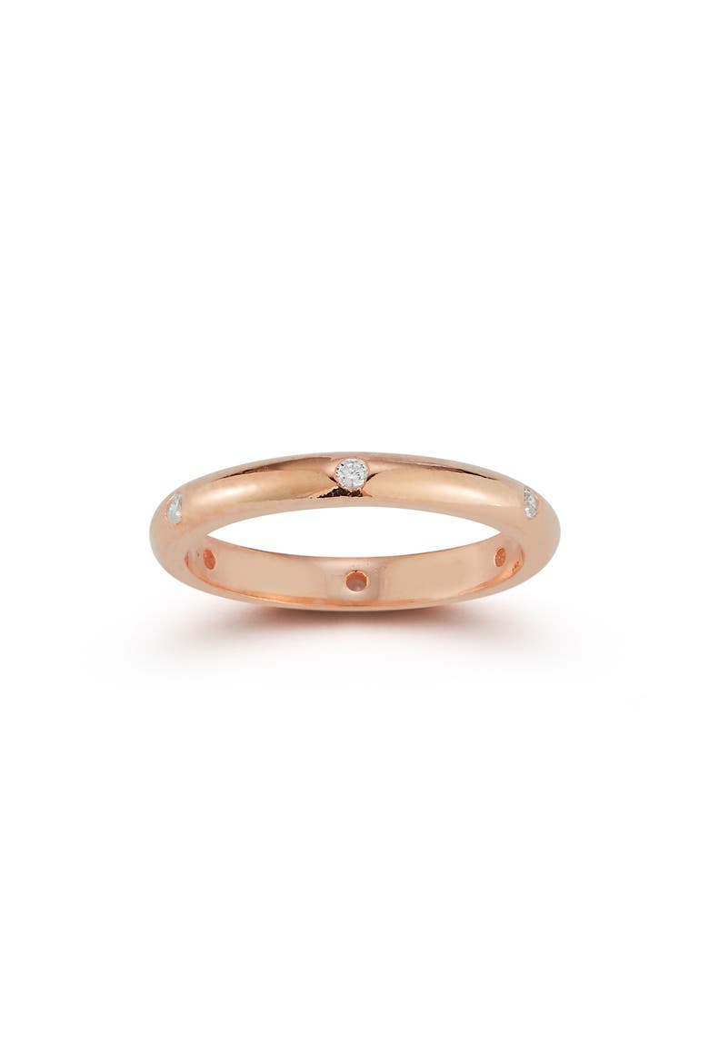 Cubic Zirconia Band Ring, Main, color, ROSE GOLD