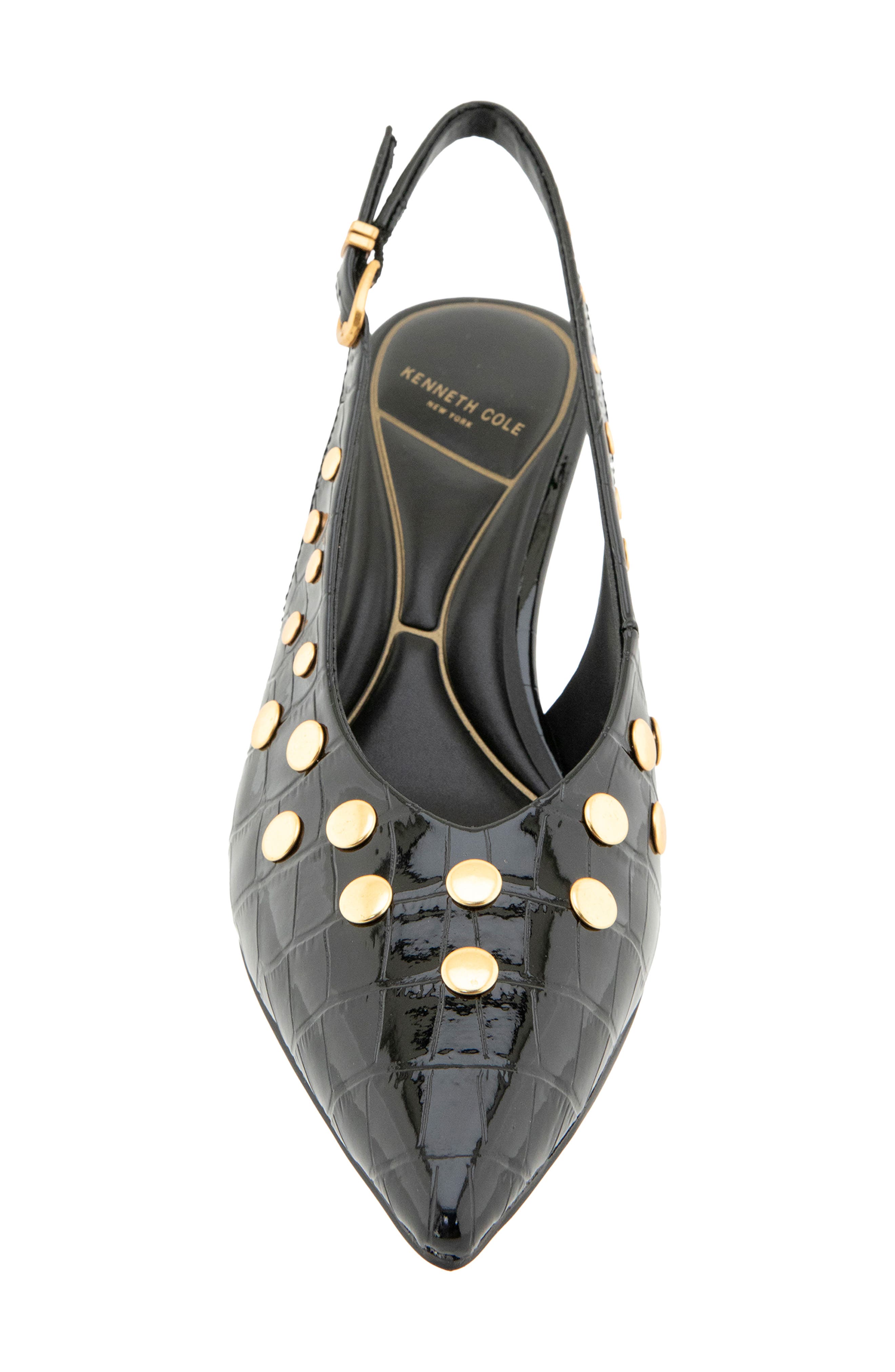 Ulysses Faux Leather Croc Embossed Pointed Toe Slingback Pump, Alternate, color, BLACK CROCO