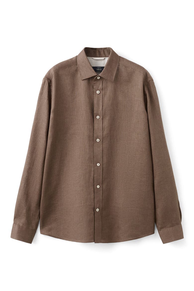 x Casper Ruud Regular Fit Linen Button-Up Shirt, Alternate, color, CHOCOLATE
