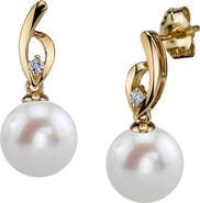 The Pearl Source Freshwater Pearl & Diamond Lois Earrings