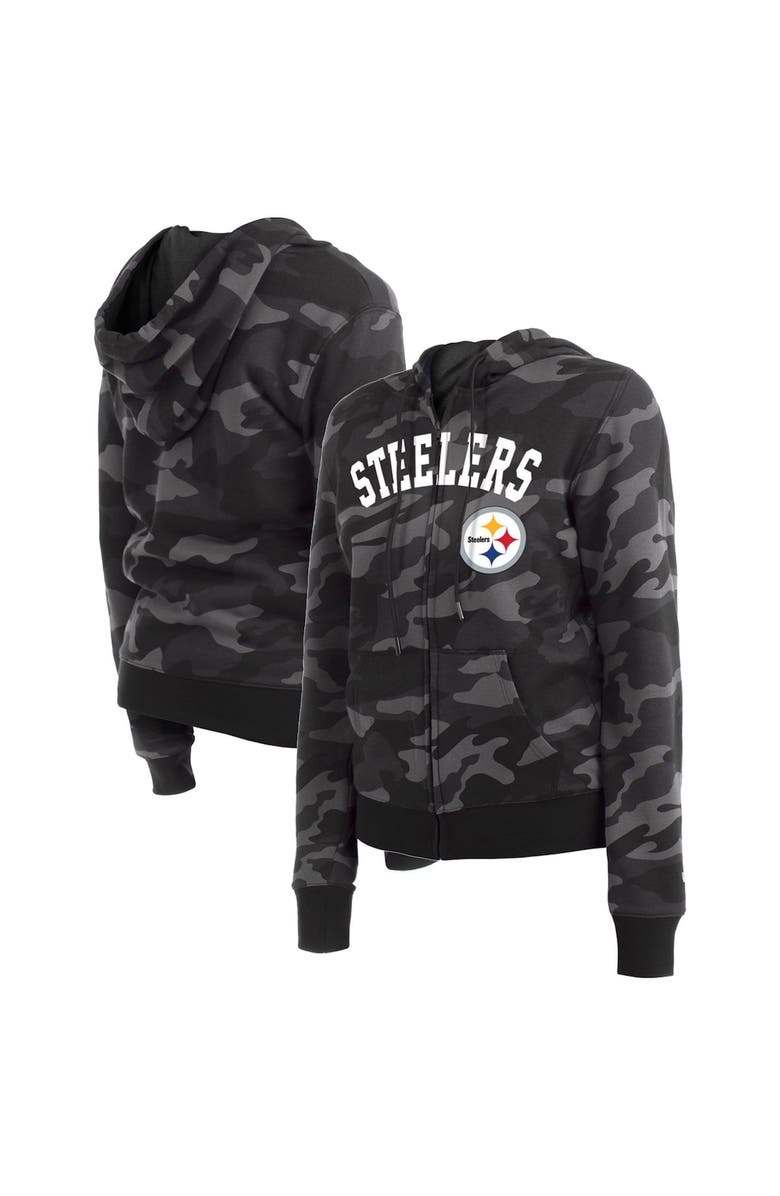 New Era Women's New Era  Black Pittsburgh Steelers Camo Full-Zip Hoodie, Main, color, 