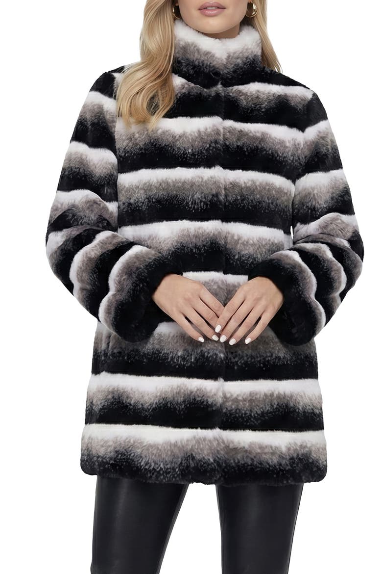 Fur-Free Chinchilla (Faux Fur) Reversible Jacket, Alternate, color, GRAY CHINCH/BLACK