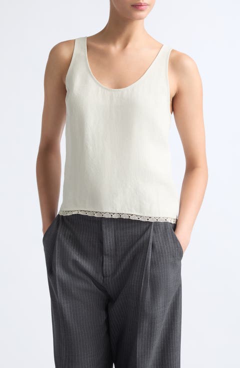 Lace Trim Scoop Neck Cami