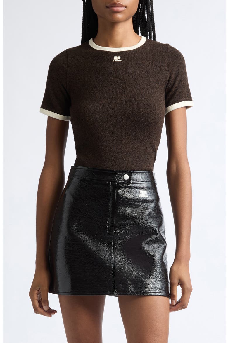 Heather Contrast T-Shirt, Main, color, CHOCOLAT/ BUTTER