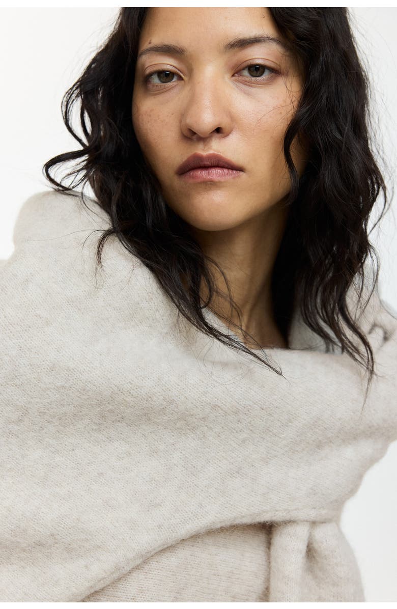 H&M Alpaca-blend One-shoulder Jumper, Alternate, color, Light Beige
