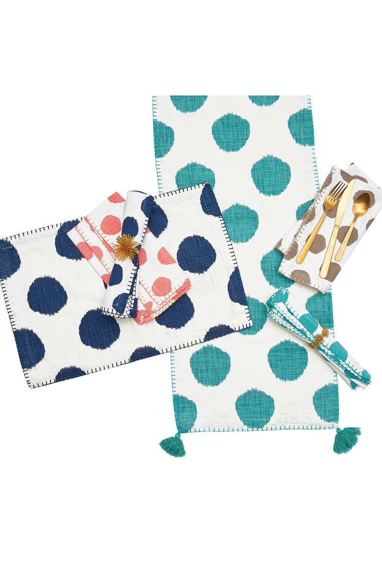 Dot 100% Cotton Single Placemat Collection 14" x 20", Alternate, color, Blue