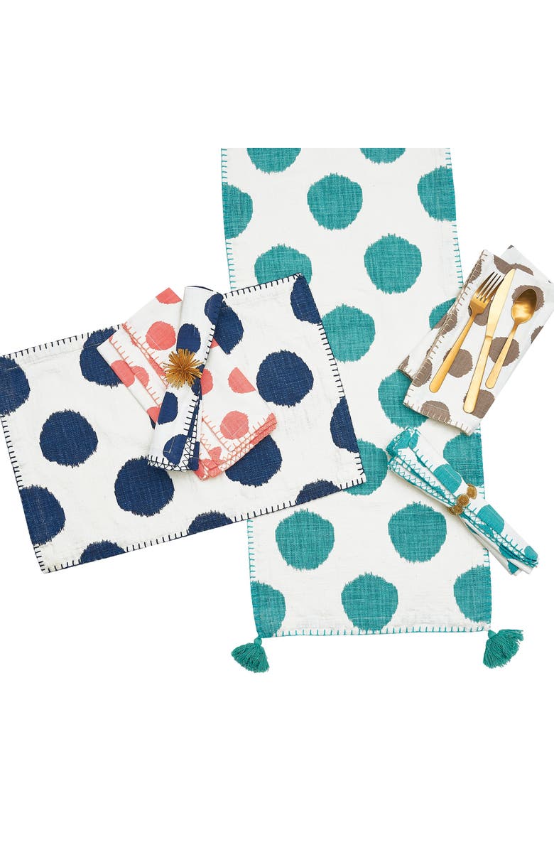 carol & frank Dot 100% Cotton Placemat Collection 14" x 20", Alternate, color, Blue