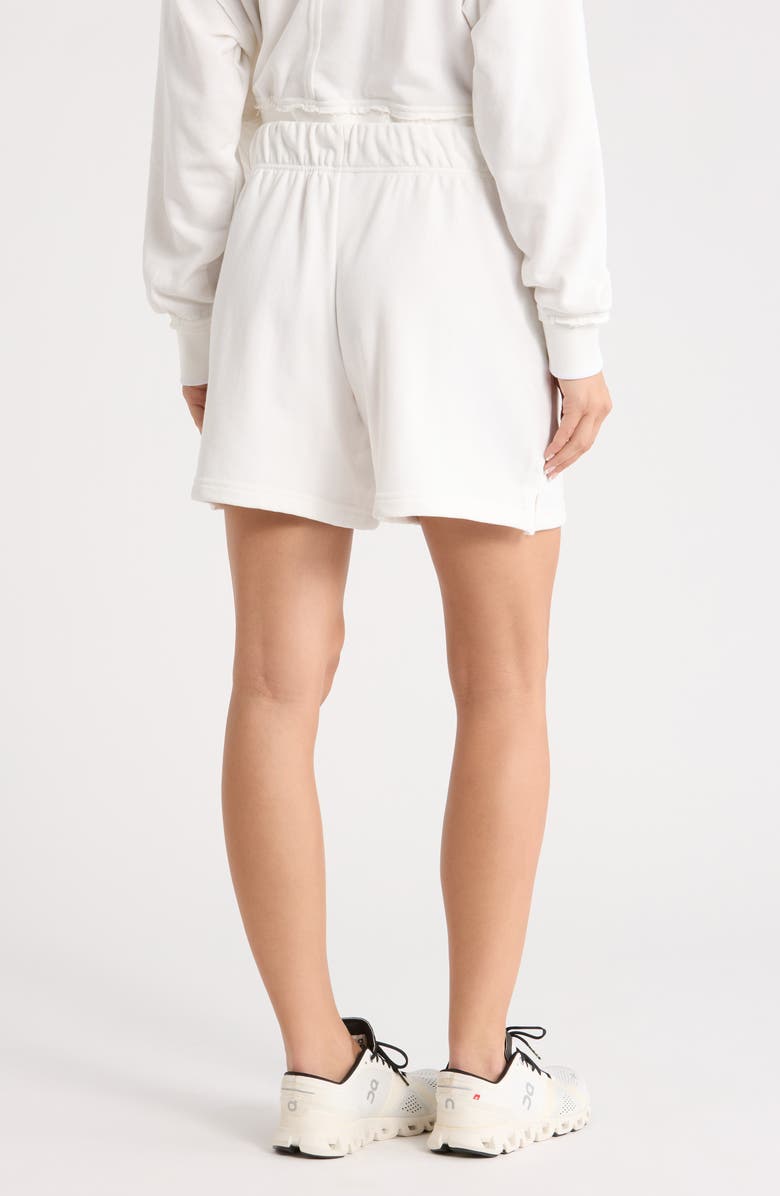 YOGALICIOUS Stone Wash Boyfriend Shorts, Alternate, color, White Dove