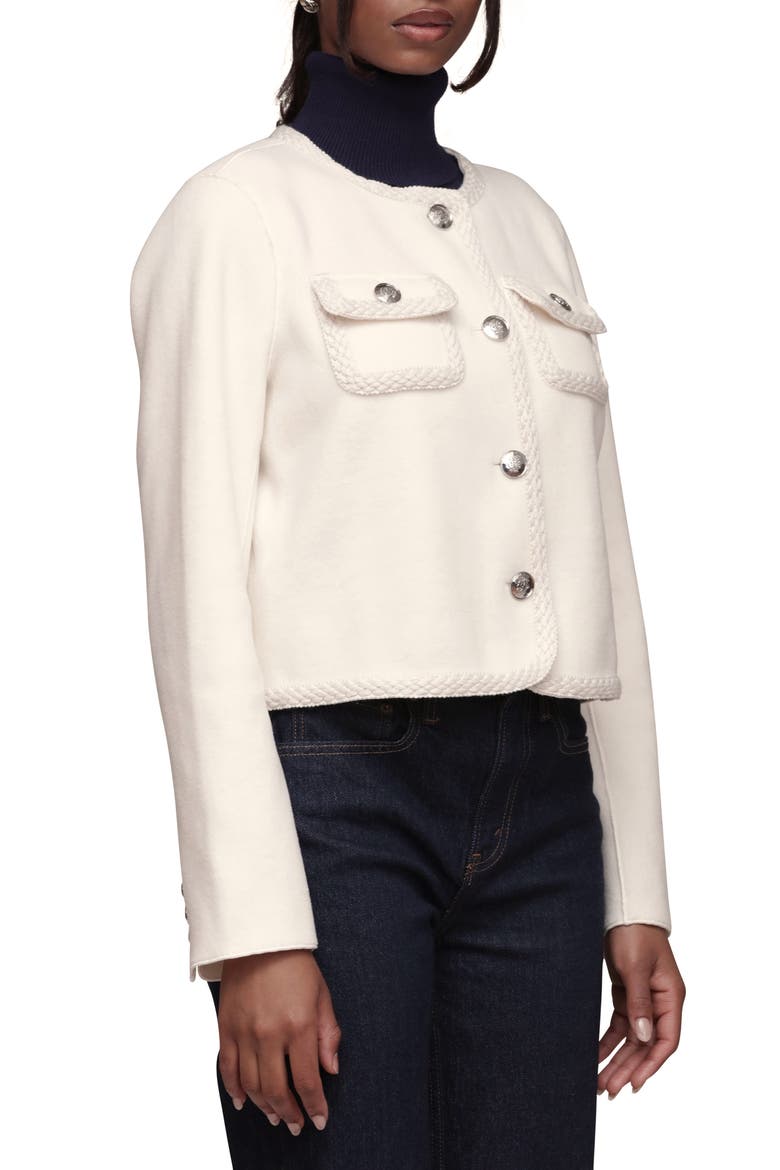 Cropped Collarless Jacket, Alternate, color, IVORY