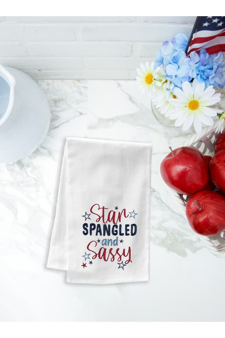 Star Spangled And Sassy 4th of July Kitchen Towel, Alternate, color, White