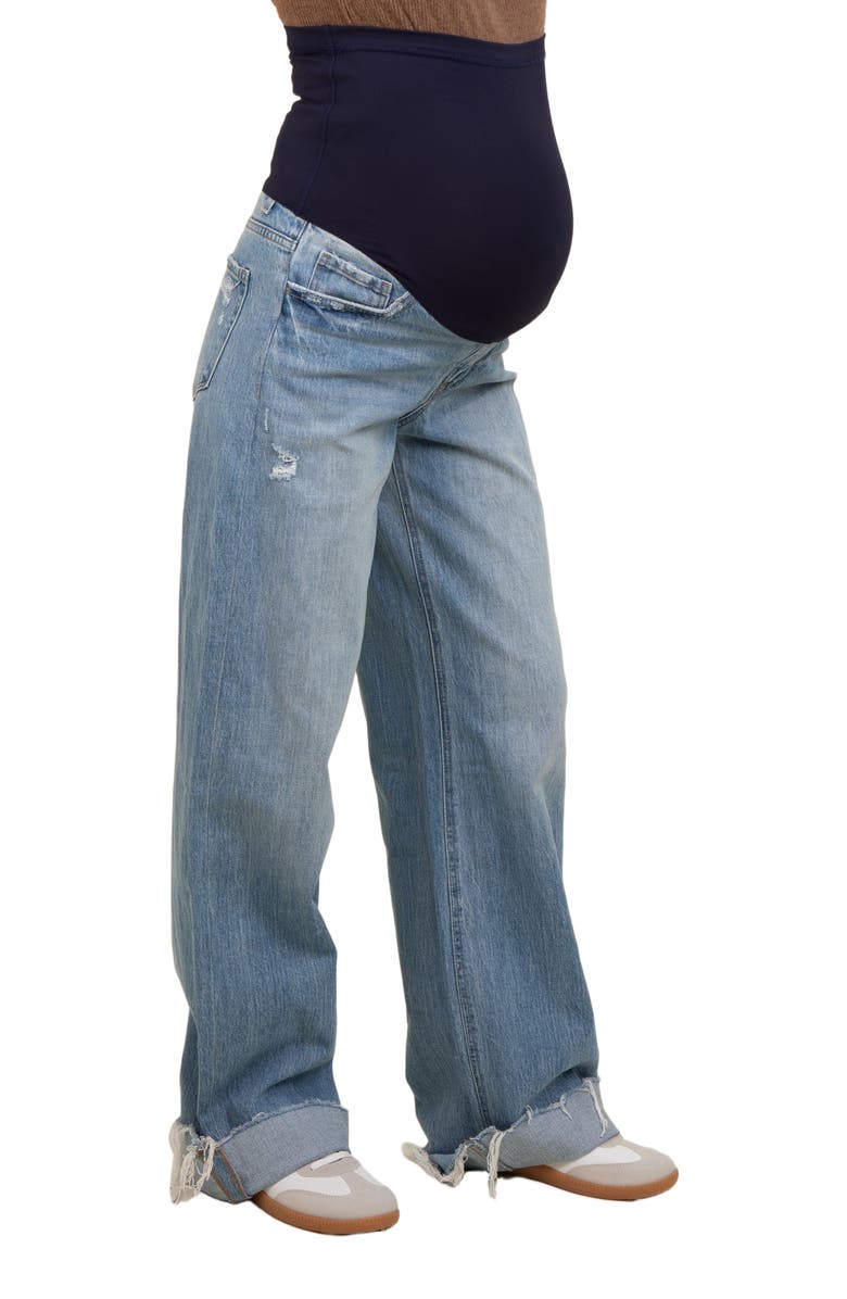 PinkBlush Cuffed Baggy Wide Leg Maternity Jeans, Alternate, color, 