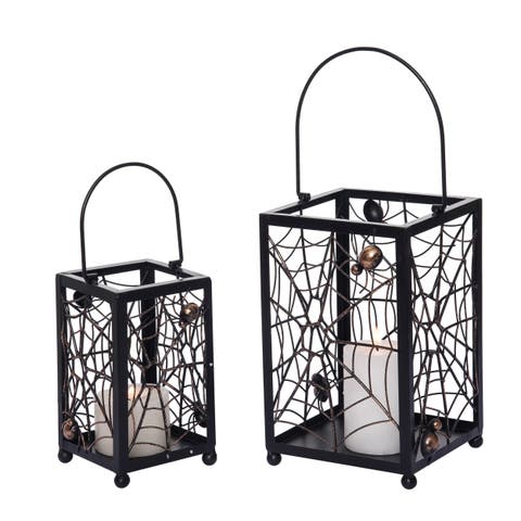 Halloween Lantern Spider Web Candle Holders Set of 2