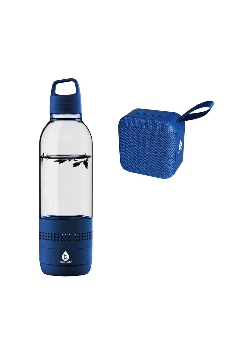 Wireless Hydration & Sound Bundle 2-in-1 Water Bottle Speaker & Portable Wireless Speaker, Main, color, Blue