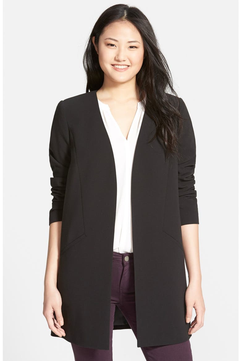 Open Front V-Neck Topper, Main, color, BLACK