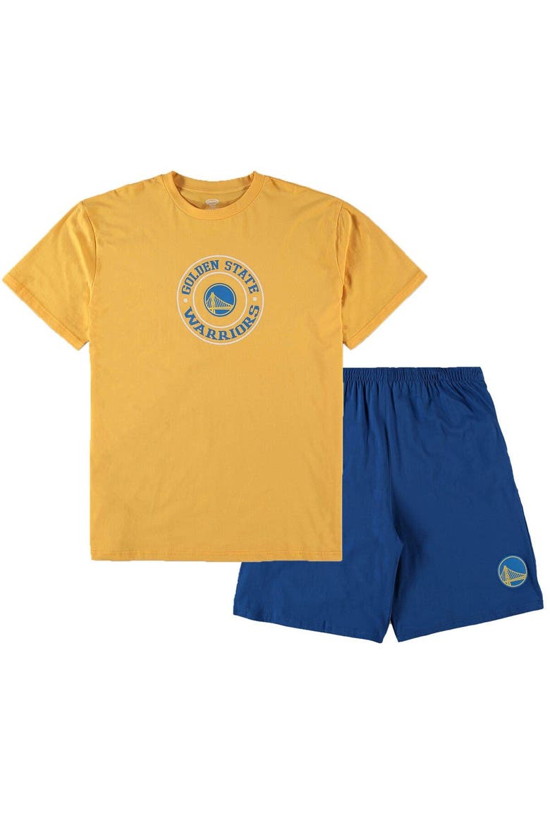 Men's Concepts Sport Gold/Royal Golden State Warriors Big & Tall T-Shirt & Shorts Sleep Set, Main, color, Gold