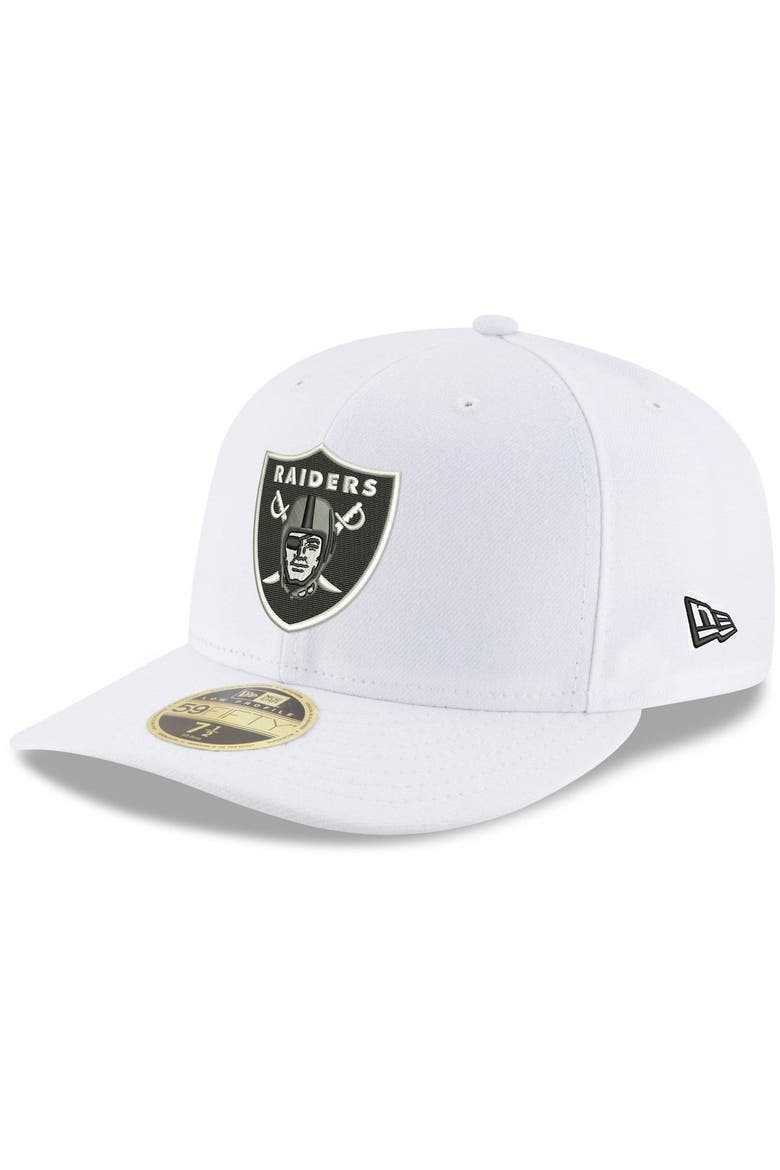 Men's New Era White Las Vegas Raiders Team Logo Omaha Low Profile 59FIFTY Fitted Hat, Main, color, WHITE