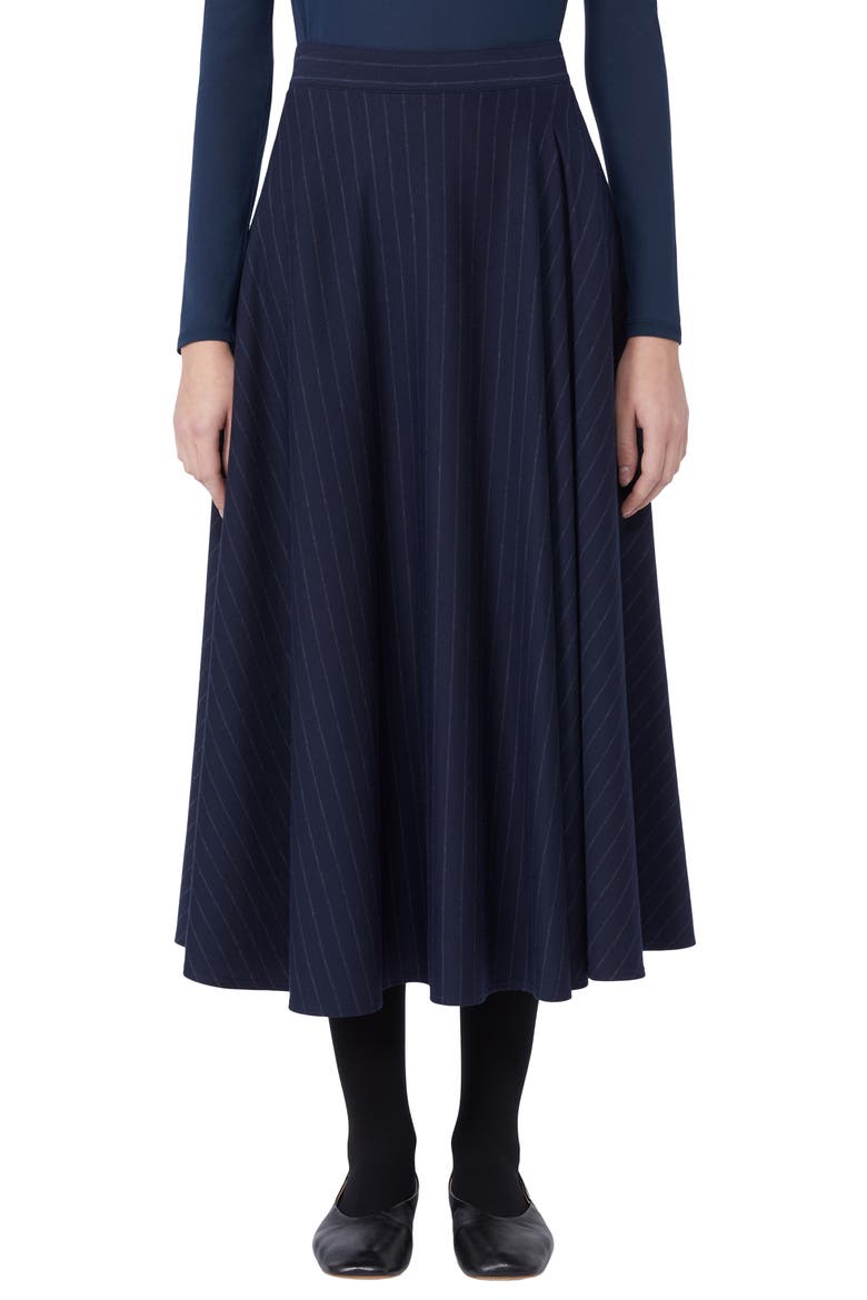 Pelota Stripe Jersey Midi Skirt, Main, color, MIDNIGHT BLUE