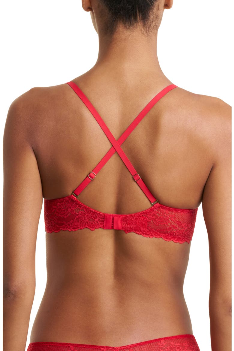 Heavenly Lace Convertible Balconette Bra, Alternate, color, HOLIDAY RED
