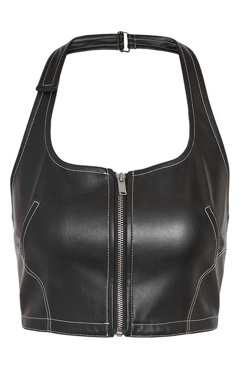 Kimberly Faux Leather Halter Top