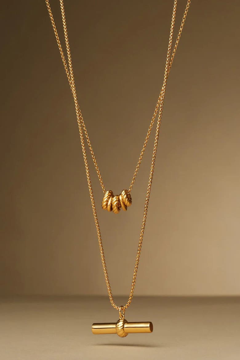 Themis Waterproof Gold T-Bar Necklace, Alternate, color, Gold