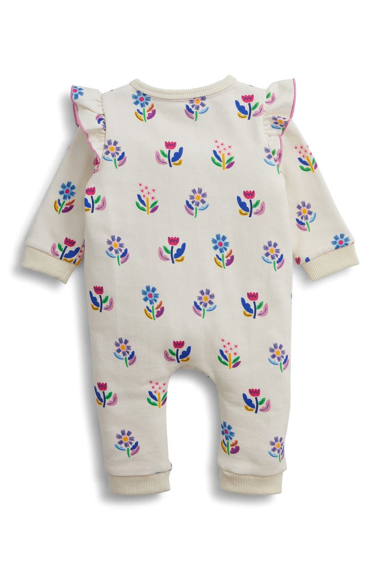 Kids' Floral Ruffle French Terry Romper, Alternate, color, WHITE