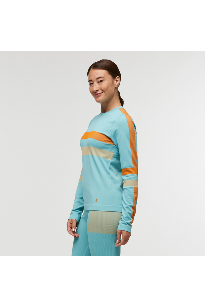 Debajo Seamless Baselayer Crew - Women's, Alternate, color, Bluebird Stripes