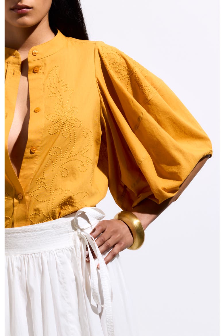 Short-sleeve Round-neck Blouse, Alternate, color, Jaune D'or