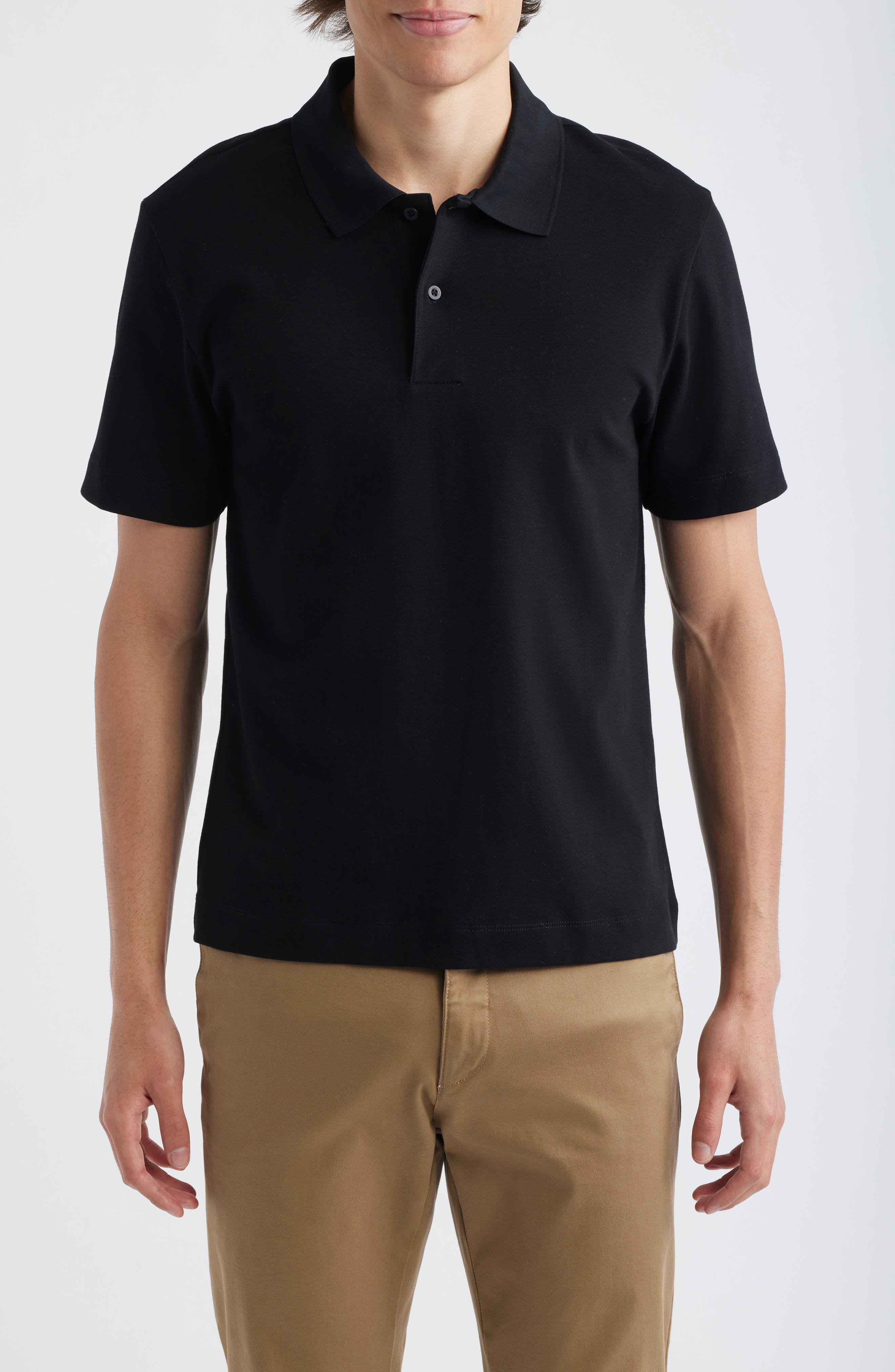 Peach Cotton Jersey Polo Shirt