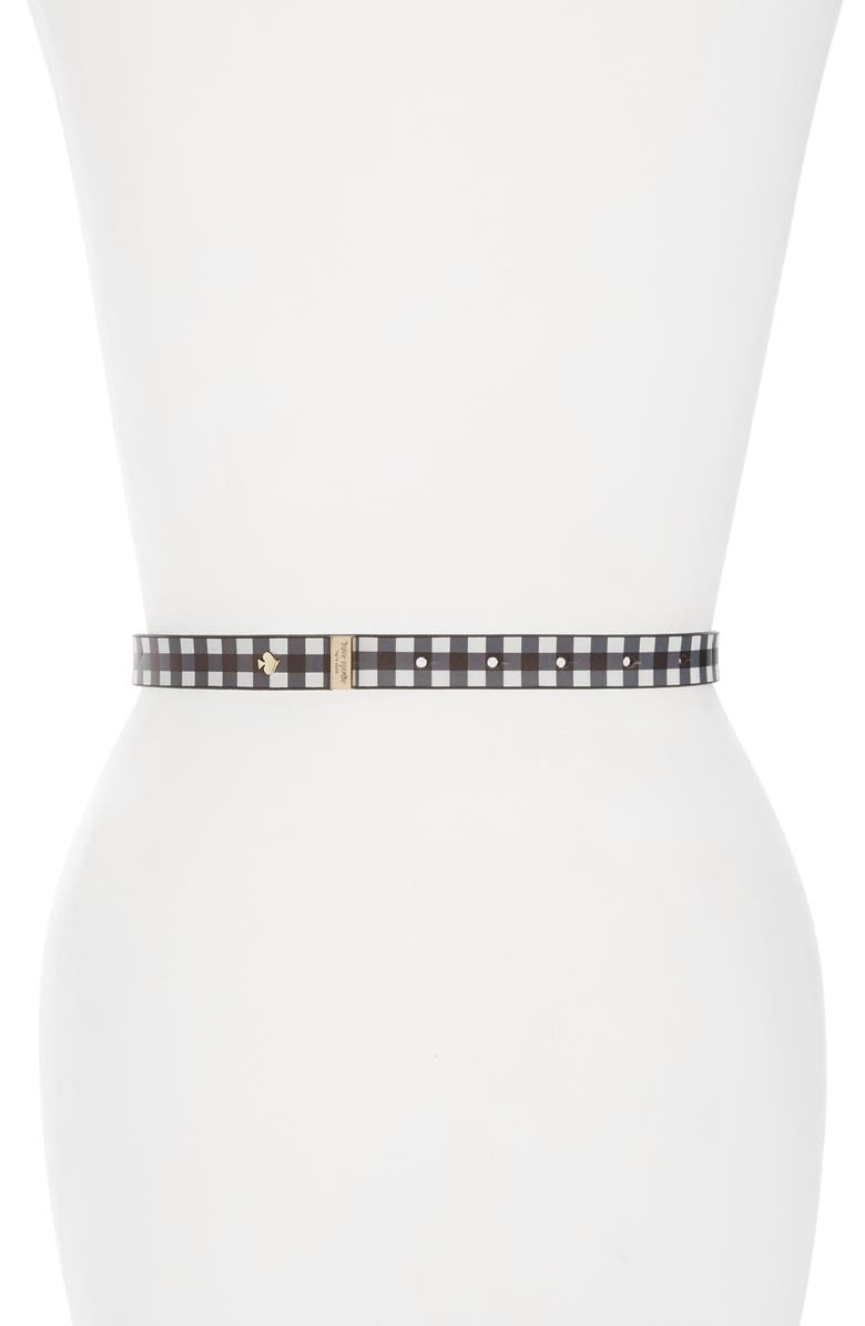 Kate Spade New York gingham leather belt, Alternate, color, 