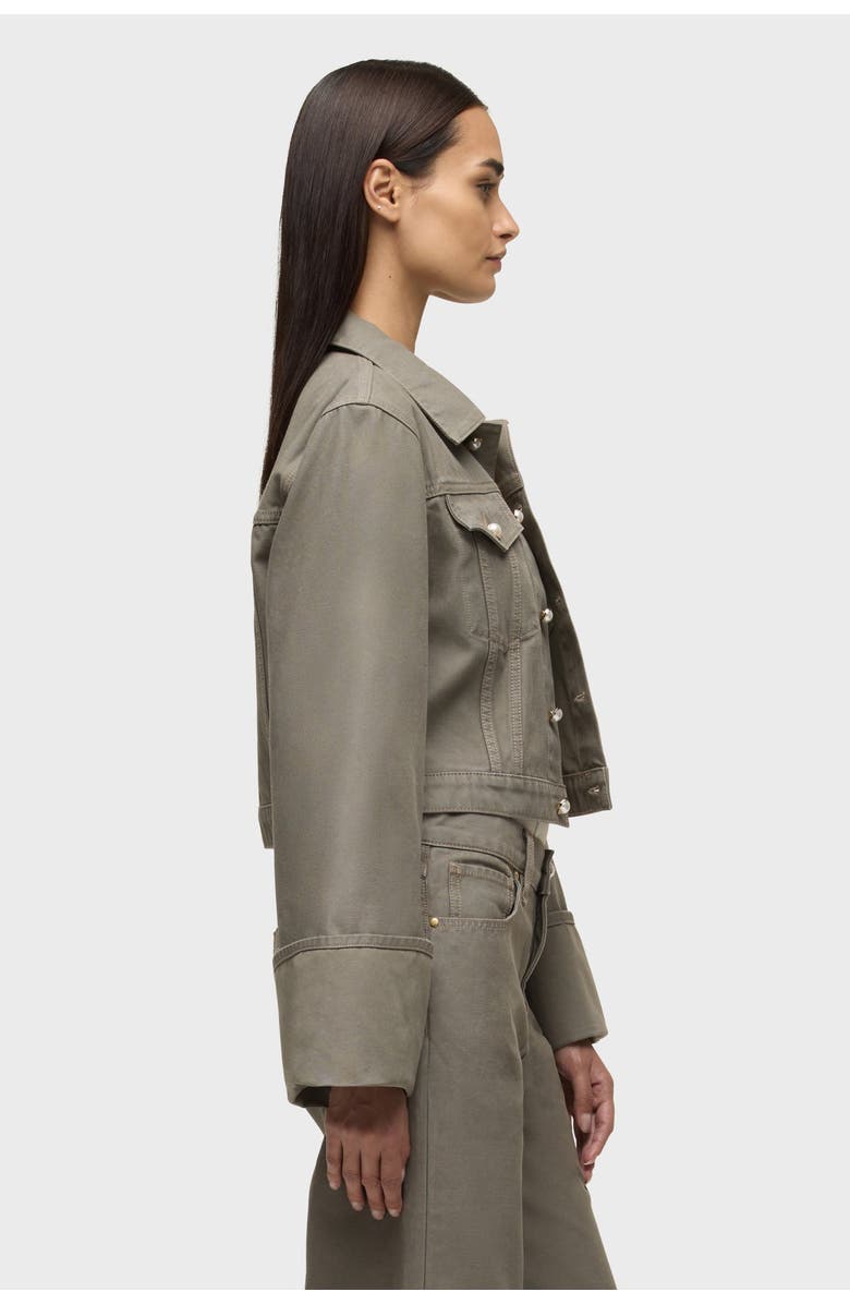 Hudson Jeans Cuffed Cropped Jacket, Alternate, color, Washed Olive