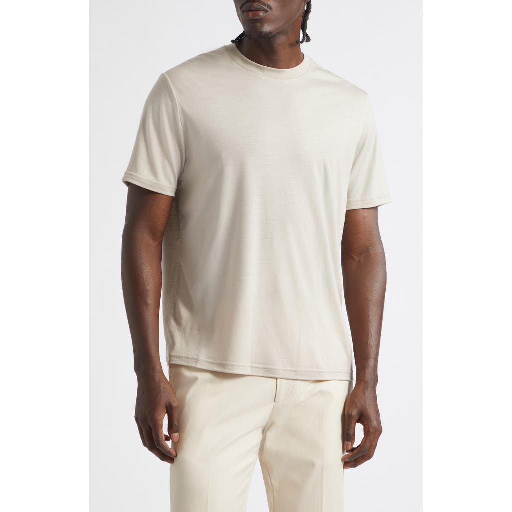Herno Solid Wool Jersey Crewneck T-Shirt in 1985 Champagne at Nordstrom, Size Large