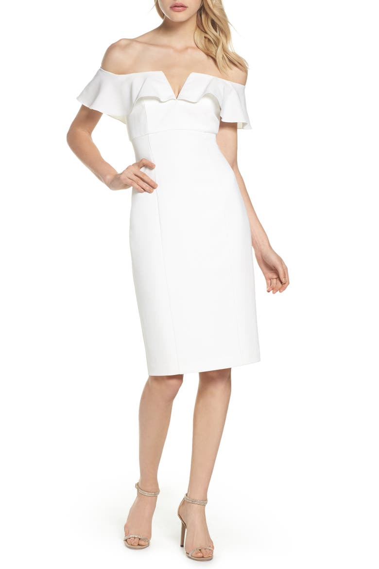Off the Shoulder Midi Dress, Main, color, IVY