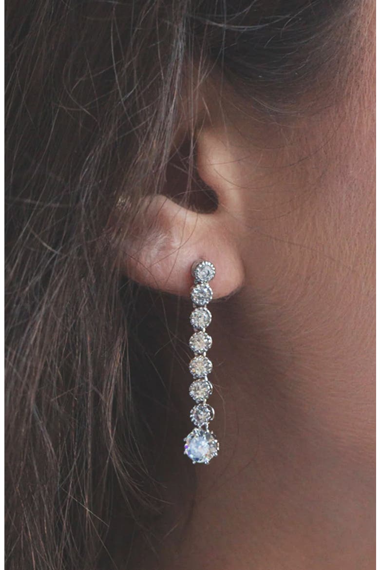 Celeste Tennis Earrings Sparkly Dainty Trendy Statement Piece, Alternate, color, Silver