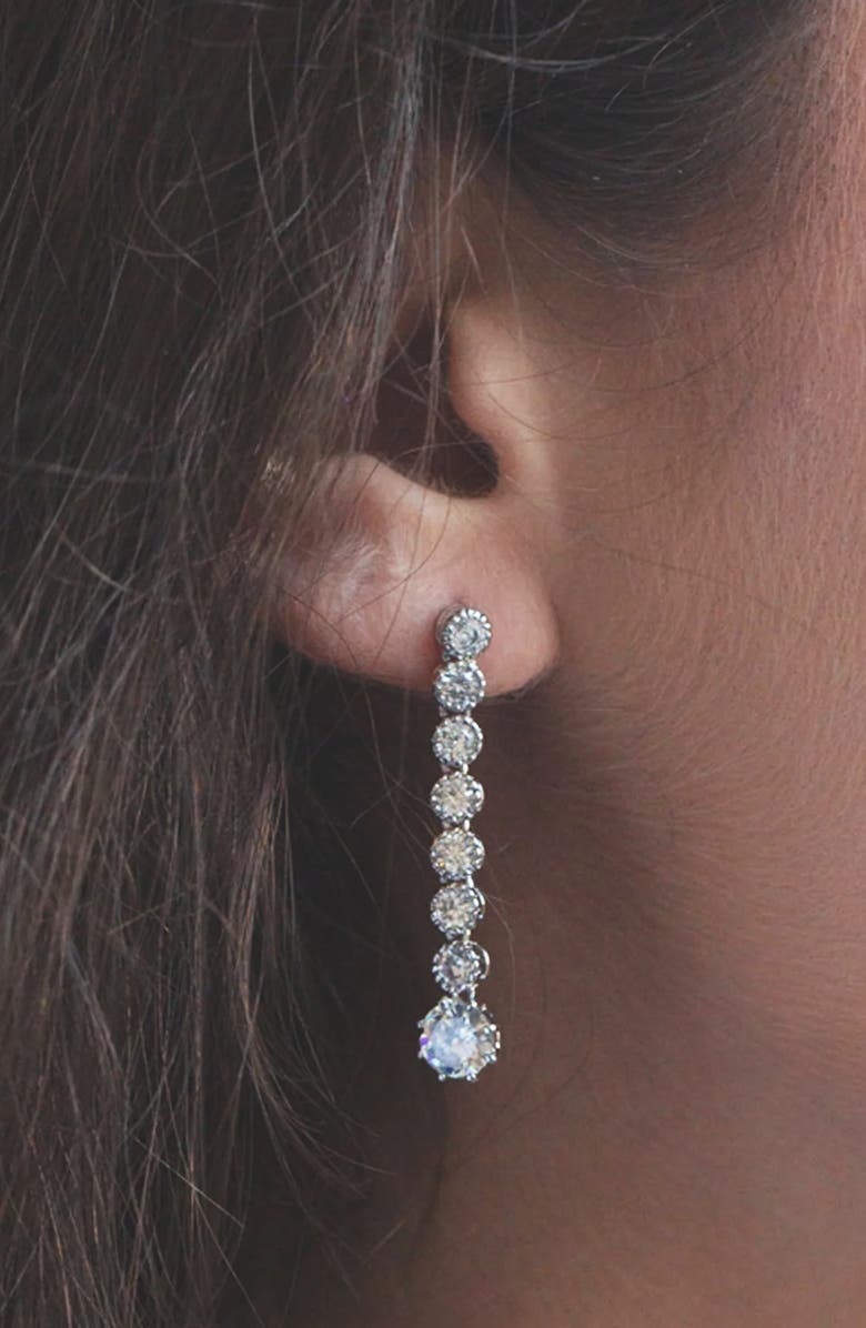 Bearfruit Jewelry Celeste Tennis Earrings Sparkly Dainty Trendy Statement Piece, Alternate, color, Silver