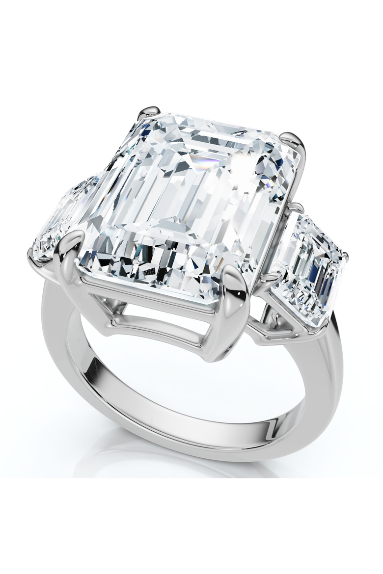 Certified 12Ct Emerald Cut Three Stone Diamond Engagement Ring Lab Grown, Alternate, color, 14k White Gold