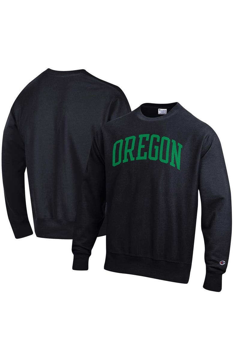 Champion Men's Champion Black Oregon Ducks Arch Reverse Weave Pullover Sweatshirt, Main, color, 