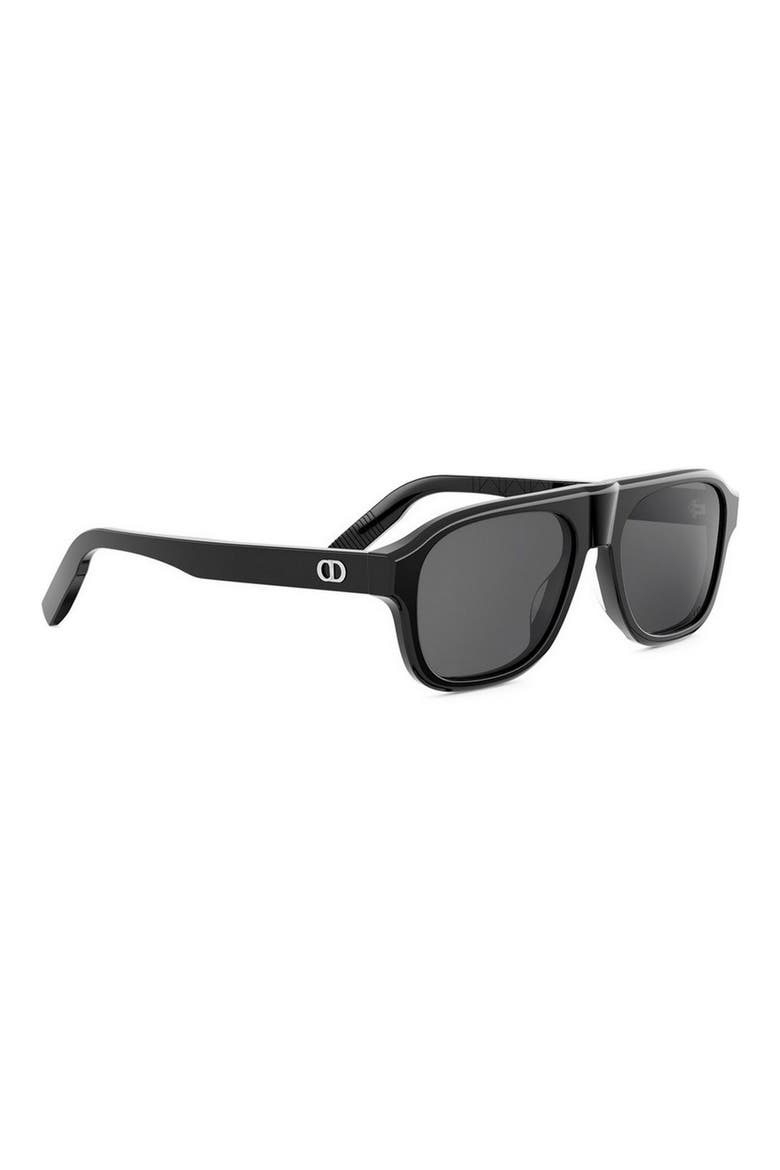 CD Icon A1I 55mm Gradient Pilot Sunglasses, Alternate, color, SHINY BLACK / SMOKE