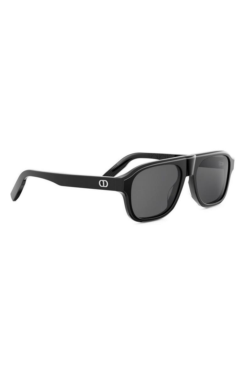 DIOR CD Icon A1I 55mm Gradient Pilot Sunglasses, Alternate, color, Shiny Black / Smoke