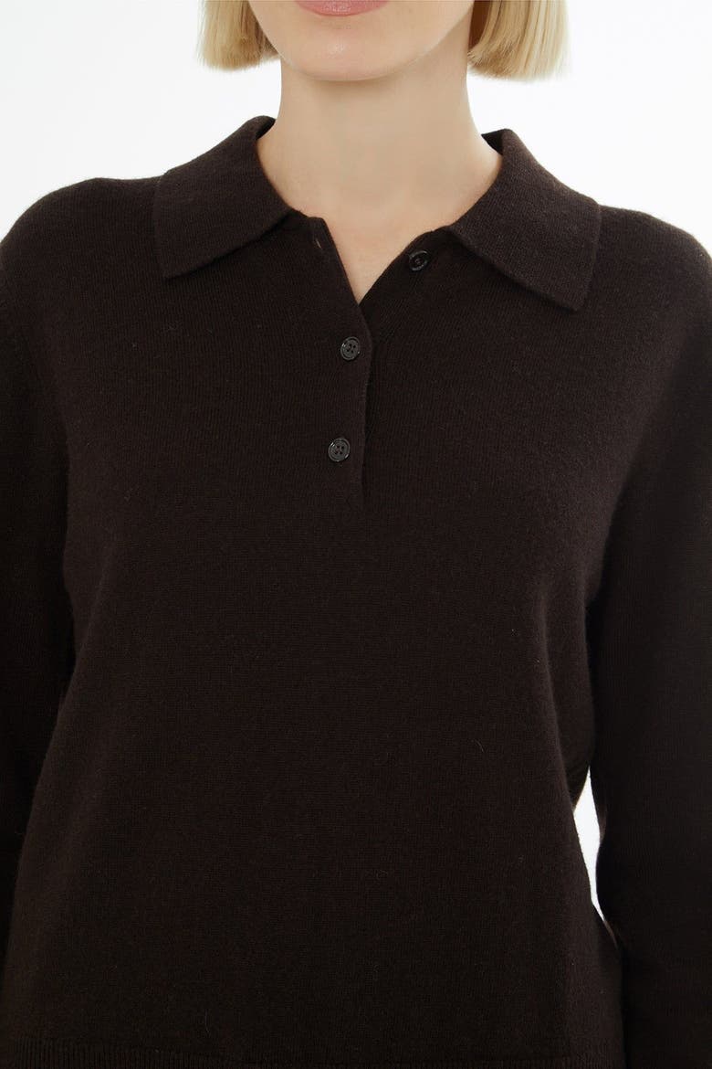 Shirt Collar Button-Front Wool Cashmere Cardigan, Alternate, color, Brown