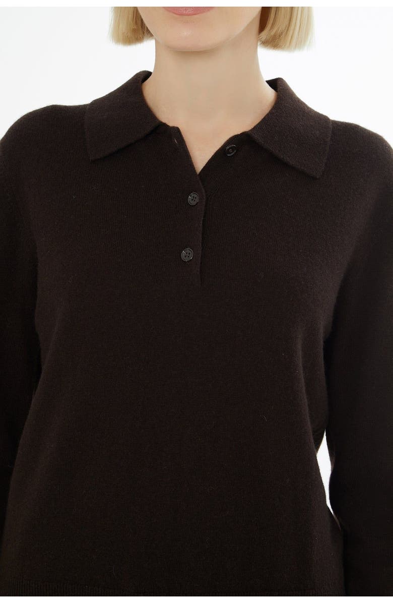 Gizia Shirt Collar Sweater with Button Closure, Alternate, color, Brown