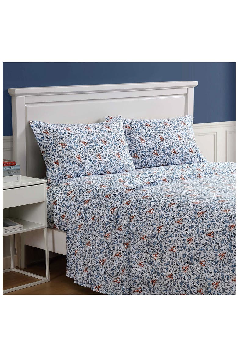 Coastal Fun Cooling Microfiber Sheet Set, Alternate, color, BLUE