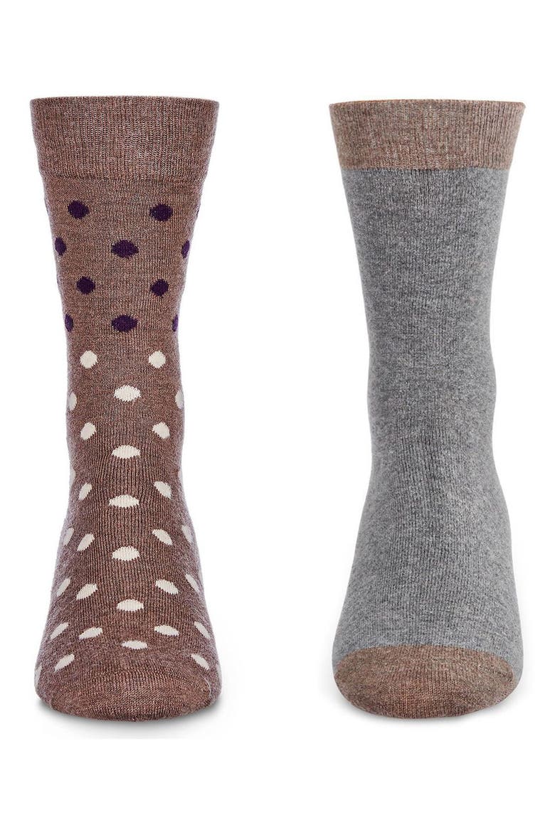 Assorted 2-Pack Crew Socks, Alternate, color, BROWN