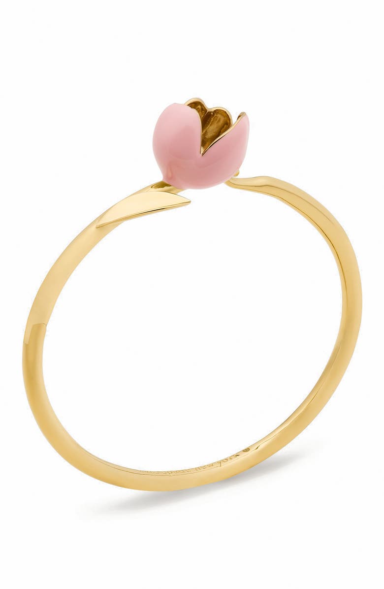 Kate Spade New York golden bloom flower bangle bracelet, Alternate, color, Pink.