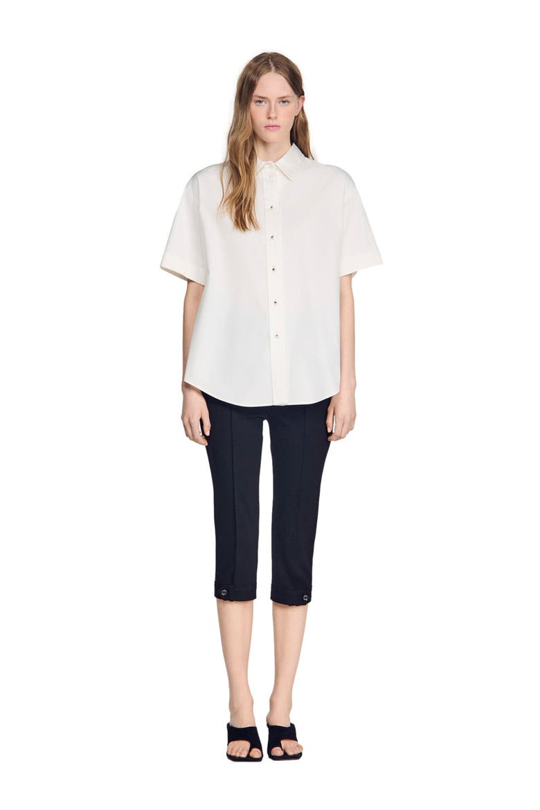 Pleated back shirt, Main, color, Ecru